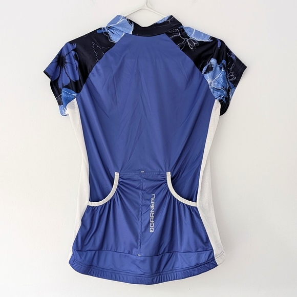 Louis Garneau Women's Blue, Black, White Floral Cycling Jersey ~ Size Small - Picture 7 of 11